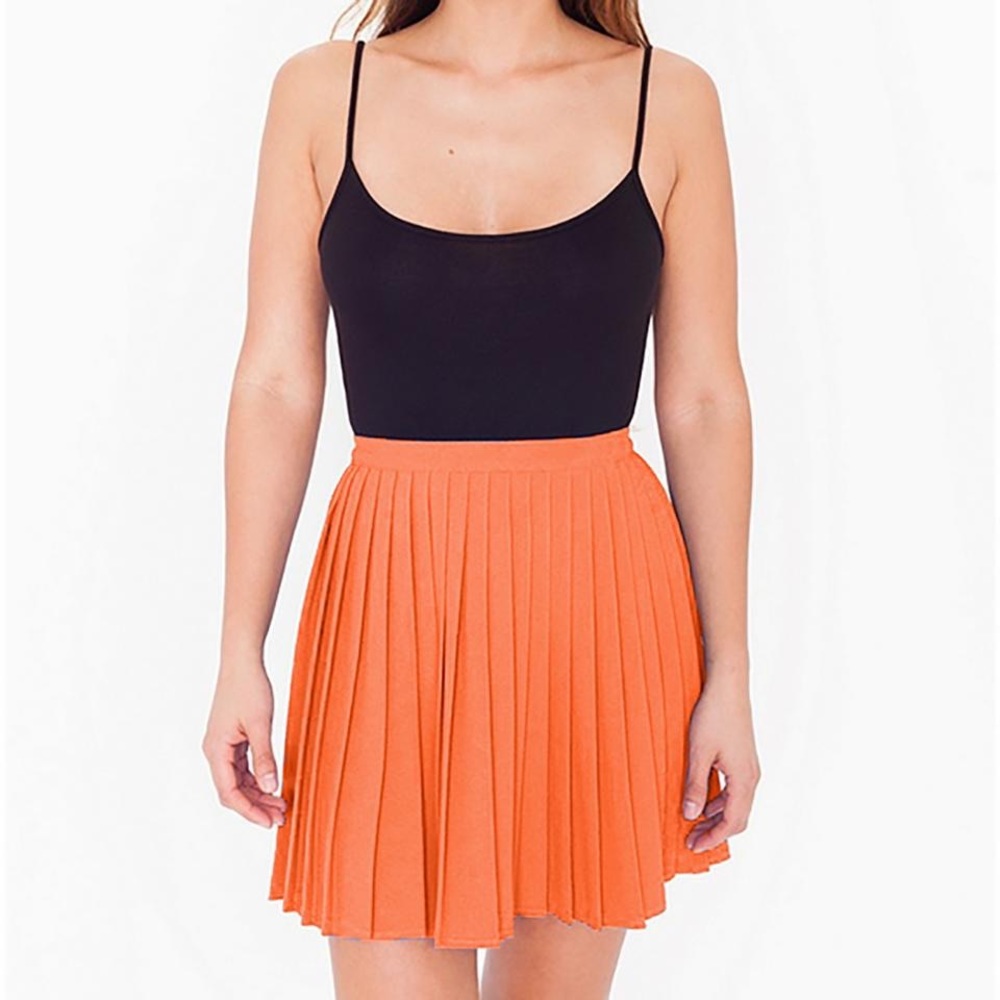American Apparel Orange Pleated Mini Skirt